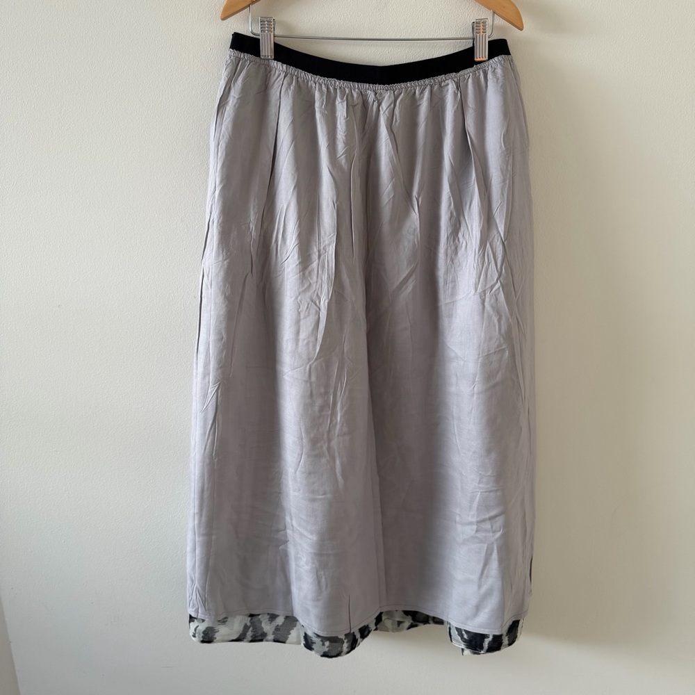 NWT Anthropologie Maeve Full Midi Skirt Tiered Black Gray Zebra Size Medium - Picture 4 of 9